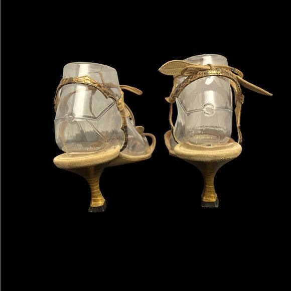 Manolo Blahnik Embossed Snake Leather Sandal w/2” Kitten Heel Great Cond Sz. 41 - Picture 7 of 11